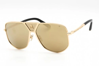 Pre-owned Philipp Plein Spp009v-400g-61 Sunglasses Size 61mm 145mm 14mm Gold Men In Gold Mirror