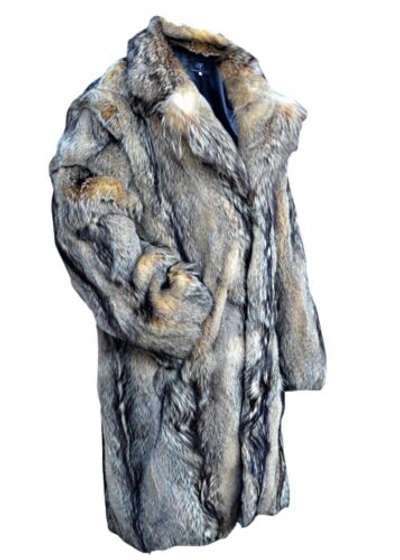 Pre-owned Handmade Man Real Coyote Fur Long Coat All Sizes Custom Sizes In Natural Color