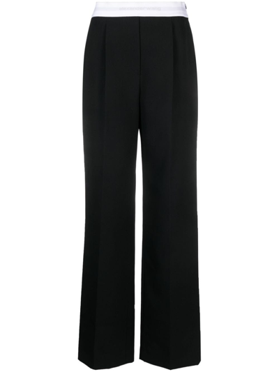 ALEXANDER WANG LOGO-WAISTBAND STRAIGHT-LEG TROUSERS