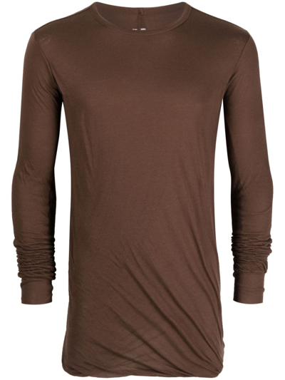 Rick Owens Long-sleeve Organic Cotton T-shirt In Brown