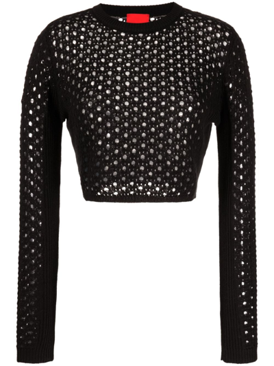 Cashmere In Love Ria Crochet-knit Jumper In Black