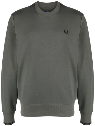 Fred Perry Logo-embroidered Cotton Sweatshirt In Grey