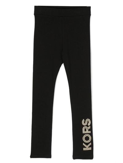 Michael Kors Kids' Crystal-embellished High-waisted Trousers In Black