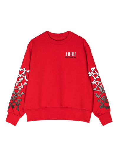 Amiri Kids' Printed Cotton Sweatshirt In Red