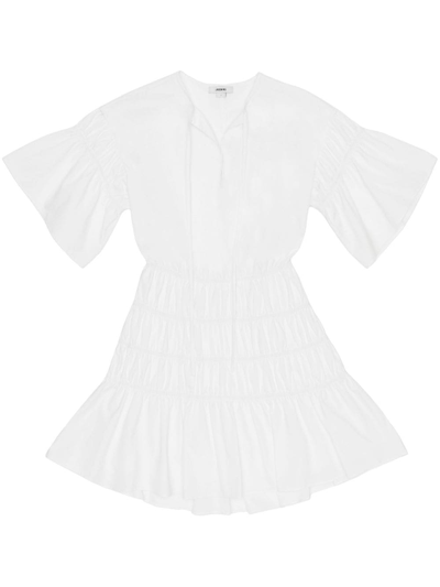 Jason Wu Shirred Wide-sleeve Cutout Mini Dress In Chalk