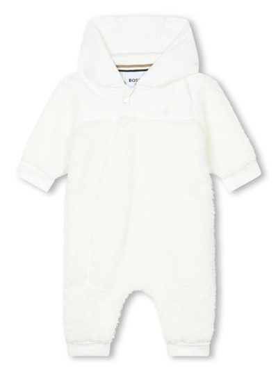 Bosswear Babies' Logo刺绣连帽连体衣 In White