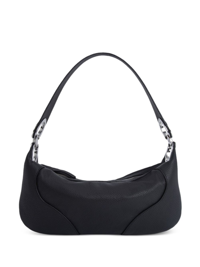 By Far Mini Amira Grain Leather Shoulder Bag In Black