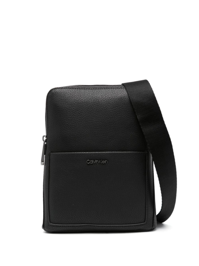 Calvin Klein Diagonal Flatpa Crossbody Bag In Black