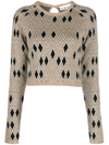 Remain Birger Christensen Geometric-pattern Cropped Jumper In Neutrals