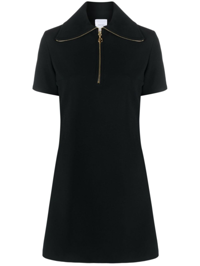 Patou Short-sleeve Zip-detail Dress In Black