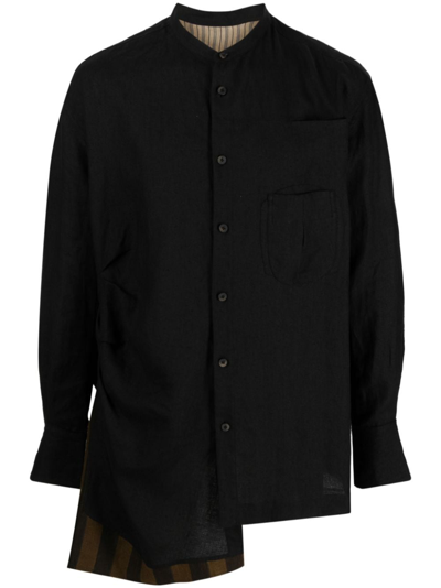 Ziggy Chen Asymmetric Collage Button-up Shirt In Black