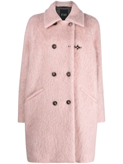 Fay Double-breasted Coat In Pink