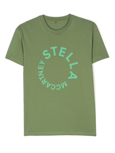 Stella Mccartney Kids' Logo-print Cotton T-shirt In Green