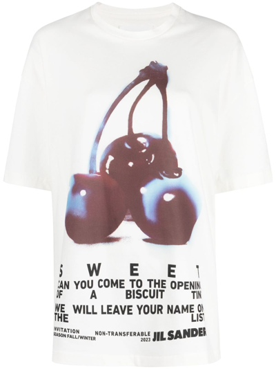 Jil Sander Graphic-print Cotton T-shirt In White