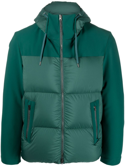 Herno Padded Hooded Down Jacket In Green