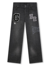 GIVENCHY LOGO-EMBROIDERED COTTON JEANS