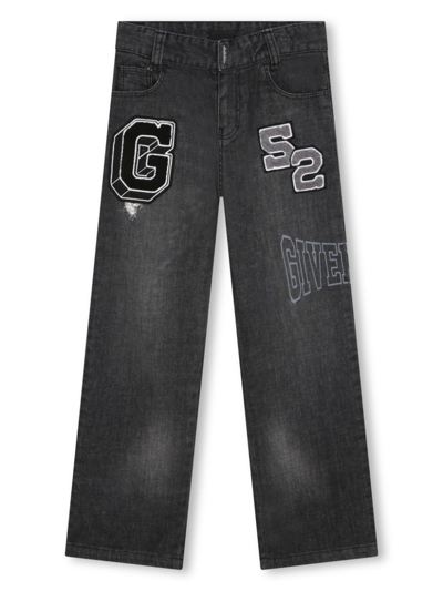 Givenchy Kids' Logo-embroidered Cotton Jeans In Black