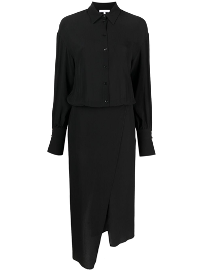 Patrizia Pepe Asymmetric Crepe Shirt Dress In Black