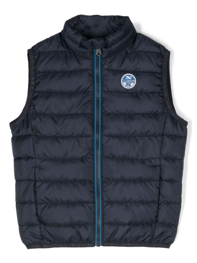 North Sails Kids' Logo-patch Padded Gilet In Blue
