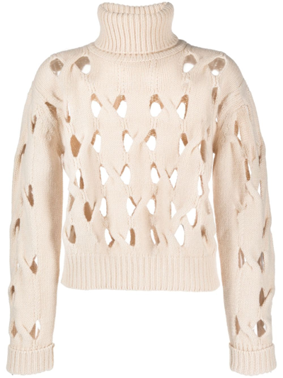 Federica Tosi Cut-out Knitted Top In Neutrals