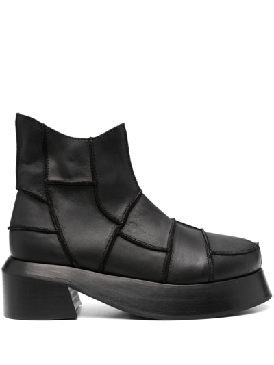 Eckhaus Latta 60mm Patchwork Ankle Boots In Black