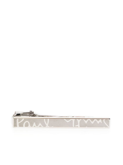 Paul Smith Logo-print Tie Bar In Silver