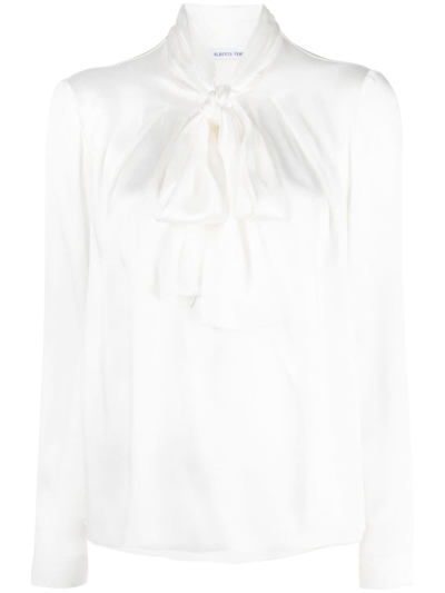 Alberta Ferretti Pussy-bow Collar Blouse In Bianco