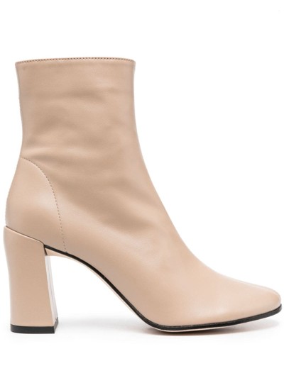 By Far Vlada Leather Ankle Boots In Neutrals