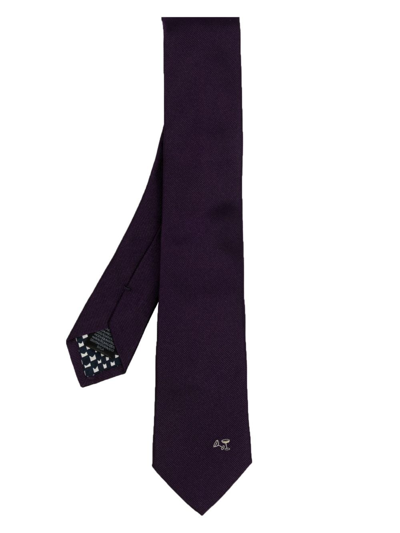 Paul Smith Embroidered-design Silk Tie In Purple