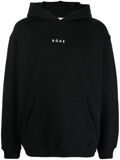 Rohe Logo-print Long-sleeved Hoodie In Black