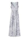 St John Painted Leopard-print Sleeveless Gathered Gown In Light Gray Multi