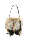 PRADA Pattina Fox Fur & Leather Shoulder Bag