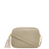 Sostter Light Taupe Leather Tassel Crossbody Bag | Bxyay In White