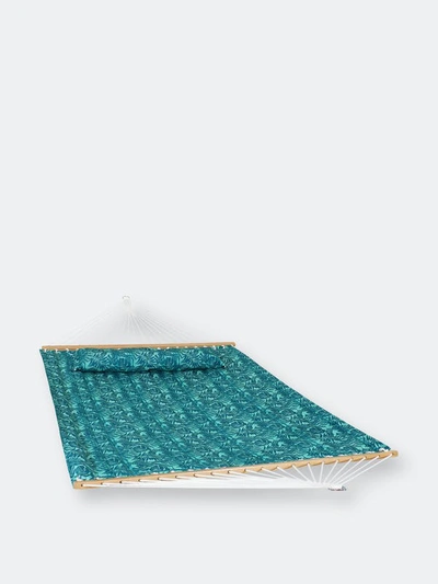 Sunnydaze Decor 2-person Fabric Spreader Bar Hammock And Pillow In Blue