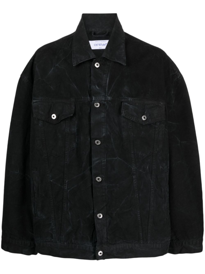 Off-white Dark-washed Denim Jacket In Schwarz