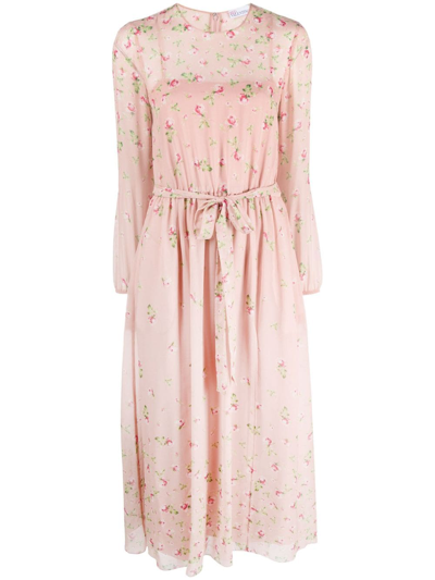 Valentino Floral-print Long-sleeve Dress In Rosa