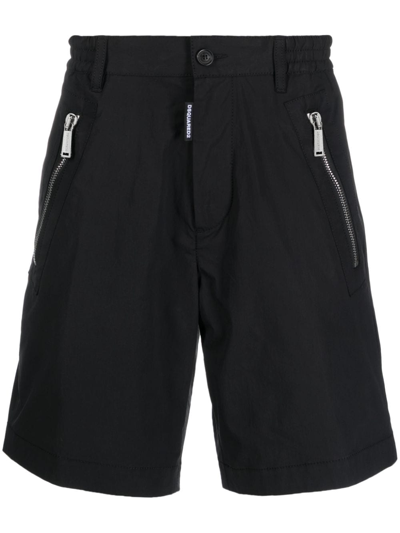 Dsquared2 Icon-print Cotton Shorts In Black