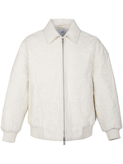 Rta Men's Oversized-fit Leather Bomber Jacket In Ancient White