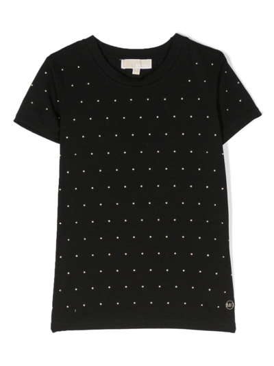 Michael Kors Kids' Stud-embellished Short-sleeved T-shirt In Black