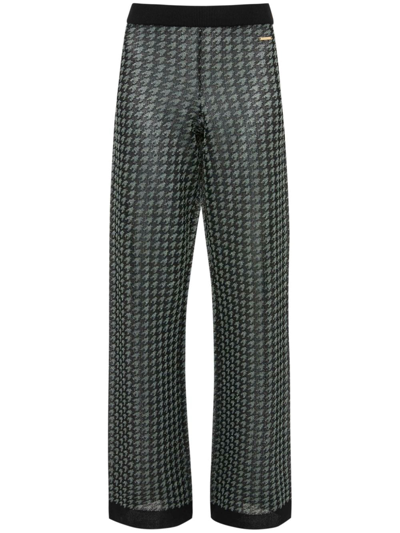 Jw Anderson Check-pattern Logo-plaque Trousers In Black_green