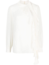 Dolce & Gabbana Silk-georgette Blouse With Ruffles In Weiss