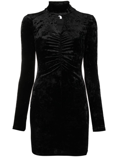 Patrizia Pepe Essential Cut-out Velvet Minidress In Schwarz