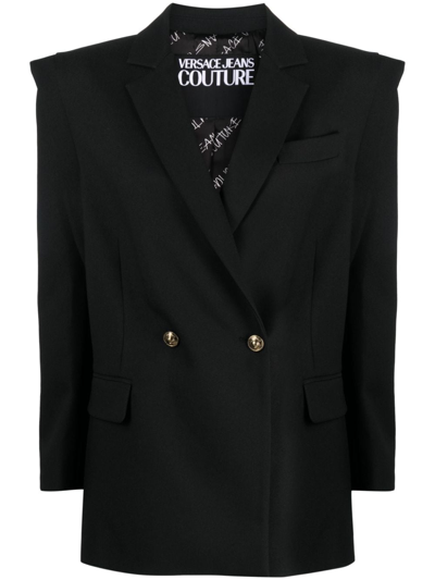 Versace Jeans Couture Double-breasted Notched-lapels Blazer In Black