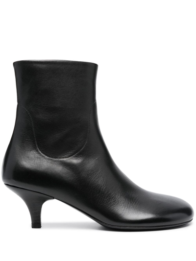 Marsèll Smooth Grain Round-toe Leather Boots In Black