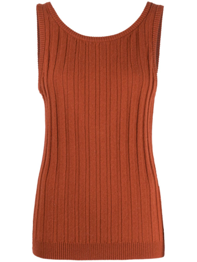 Cashmere In Love Mara Ribbed-knit Tank Top In Braun