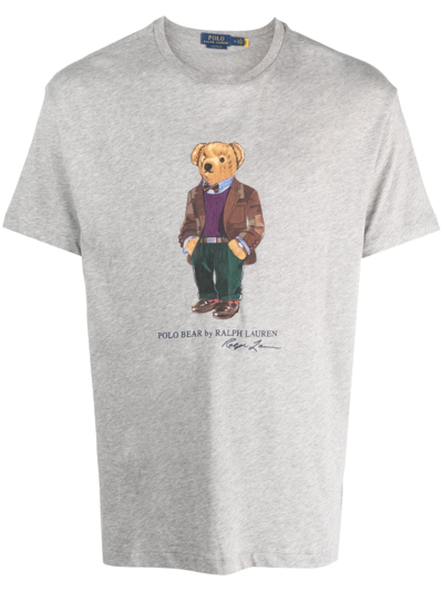 Polo Ralph Lauren Polo Bear-motif Cotton T-shirt In Grau