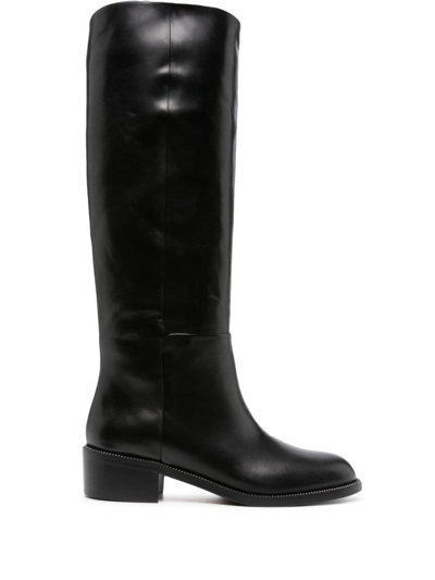 Aquazzura Knee-length Leather Boots In Schwarz