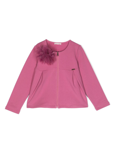 Liu •jo Kids' Floral-appliqué Jacket In Pink