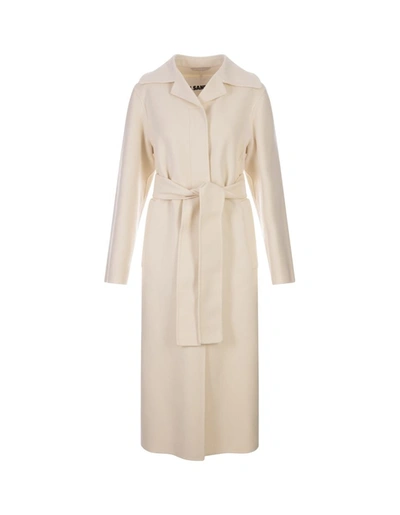 Jil Sander Beige Wool Dressing Gown Coat In Brown