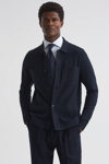 Reiss Forester - Navy/white Long Sleeve Button-through Cardigan, Xs